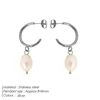 87125-0c7272.jpg Boucles d'oreilles créoles eManco délicates et minimalistes avec perle naturelle en forme de goutte d'eau, en acier inoxydable couleur or, bijoux pour femmes, décontractées et pour les soirées romantiques