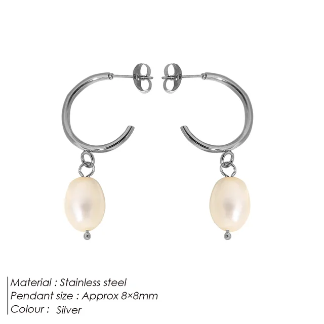 87125-0c7272.jpg Boucles d'oreilles créoles eManco délicates et minimalistes avec perle naturelle en forme de goutte d'eau, en acier inoxydable couleur or, bijoux pour femmes, décontractées et pour les soirées romantiques
