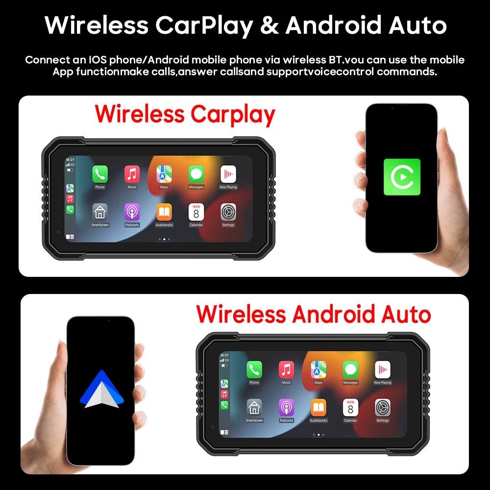 Navigazione GPS per auto Android per moto Carplay per moto IPX8 Monitor per schermo digitale multimediale impermeabile per bici - Image 3
