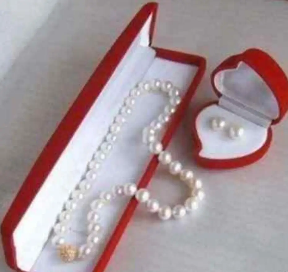 

Charmming 8-9MM White Akoya Pearl Necklace+Earring 18inch AAA+