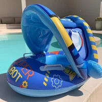Infant Baby Float Swimming Seat Circle Inflatable Pool Swimming Ring Baby Water Seat with Sunshade Summer Beach Party Toys 1