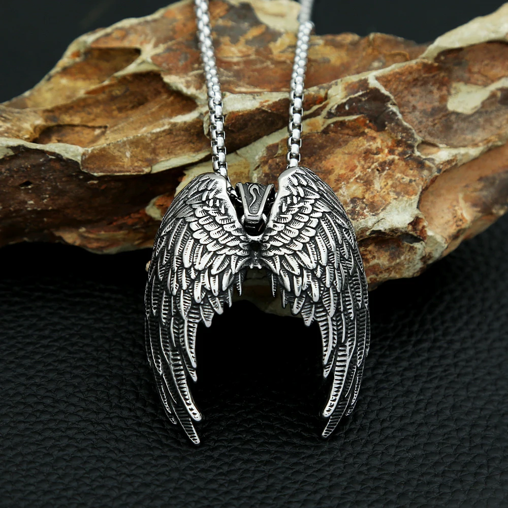 Fashion Angel Wings Pendant Necklace For Man Women Stainless Steel Domineering Classic Necklaces Jewelry Gifts Dropshipping