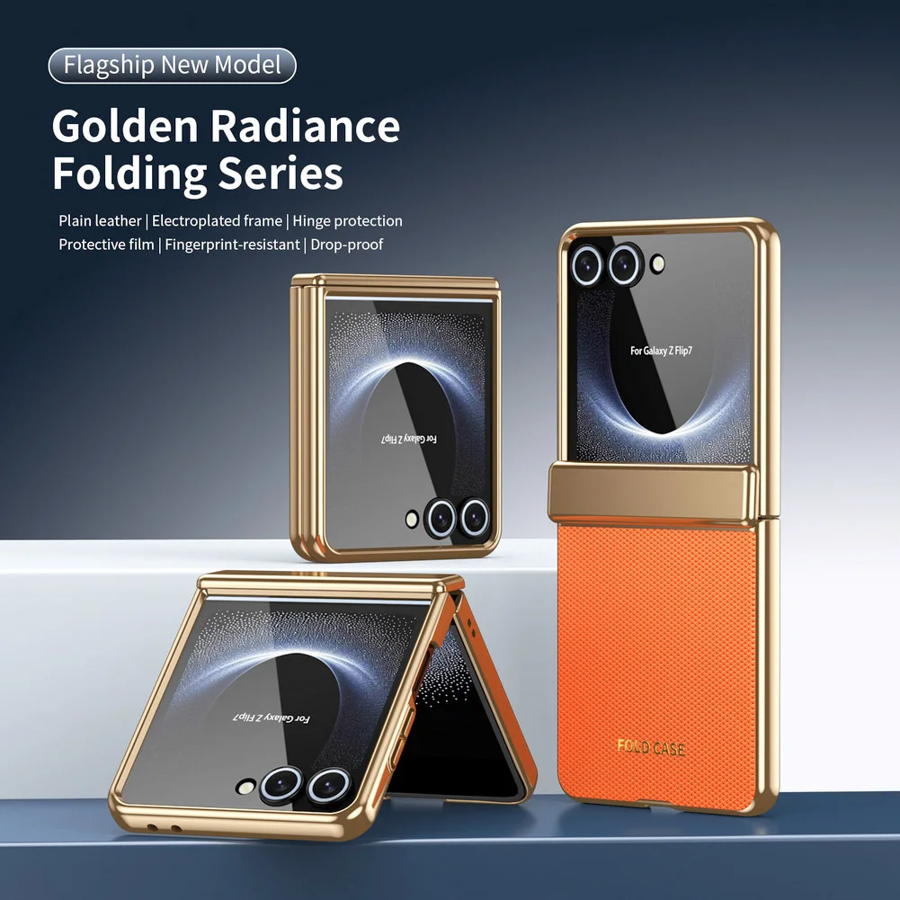 Diamond-Patterned Leather Plated Full-Cover Hinge Case with Glass Protection