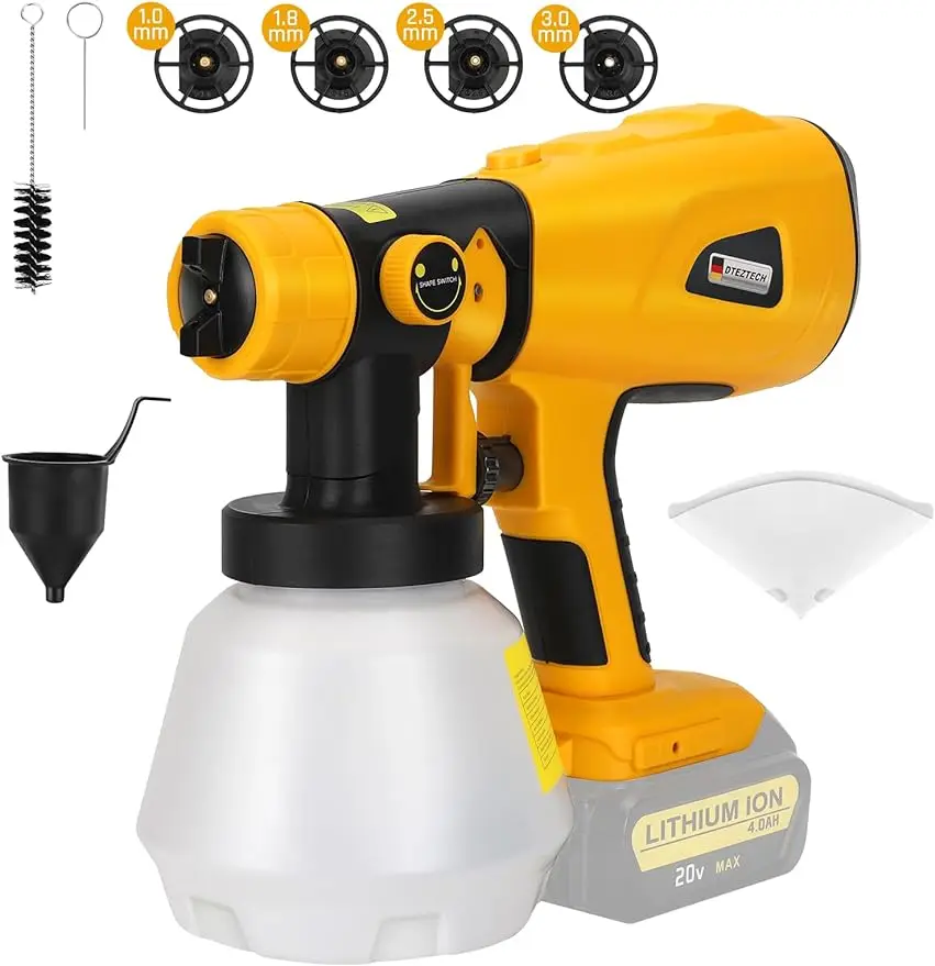 

Paint Sprayer for Dewalt 20V MAX Battery HVLP Spray Paint Gun with Brushless Motor and Copper Nozzle 200W Cordless Paint Sprayer