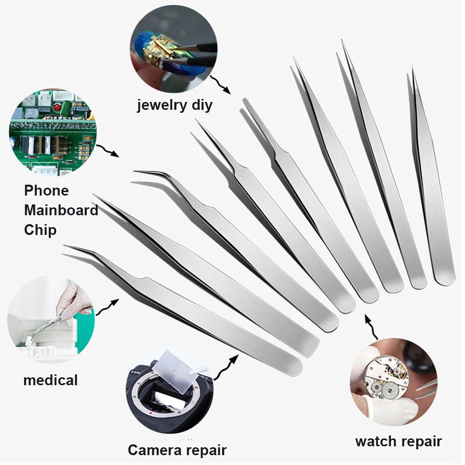 1pc do naprawy zegarków narzędzie profesjonalne ze stali nierdzewnej prosto zakrzywiona pinceta zegarmistrz szczegóły naprawa narzędzia do mechanicznego kwarcu
