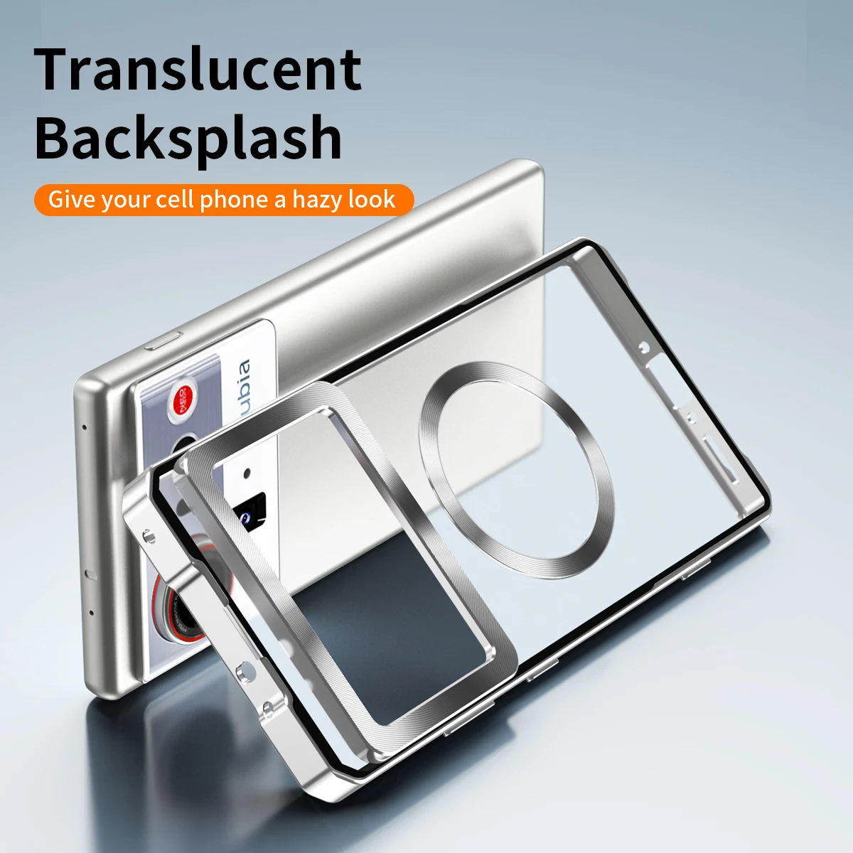 Magnetic Translucent Frosted Detachable Case with Metal Frame Cover