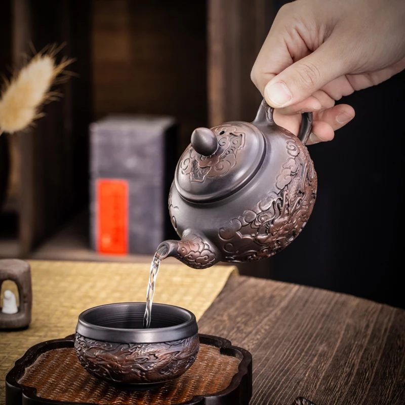 Théière En Argile Violette 260ml – Gongfu Chinoise, Faite à La Main, Pour Thé Noir, Vert, Oolong