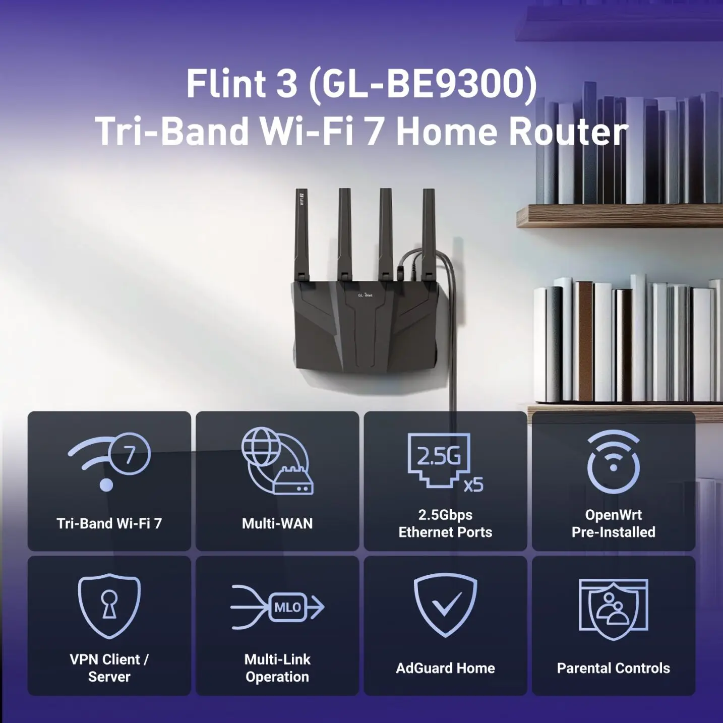 GL.iNet GL-BE9300 (Flint 3) First Tri-band Wi-Fi 7 Home