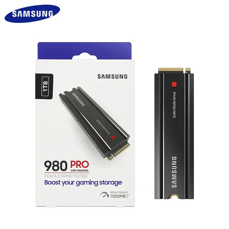 SAMSUNG 980 PRO SSD with Heatsink 1TB PCIe Gen 4 NVMe M.2 Internal Solid  State Drive + 2mo Adobe CC Photography, Heat Control, Max Speed, PS5