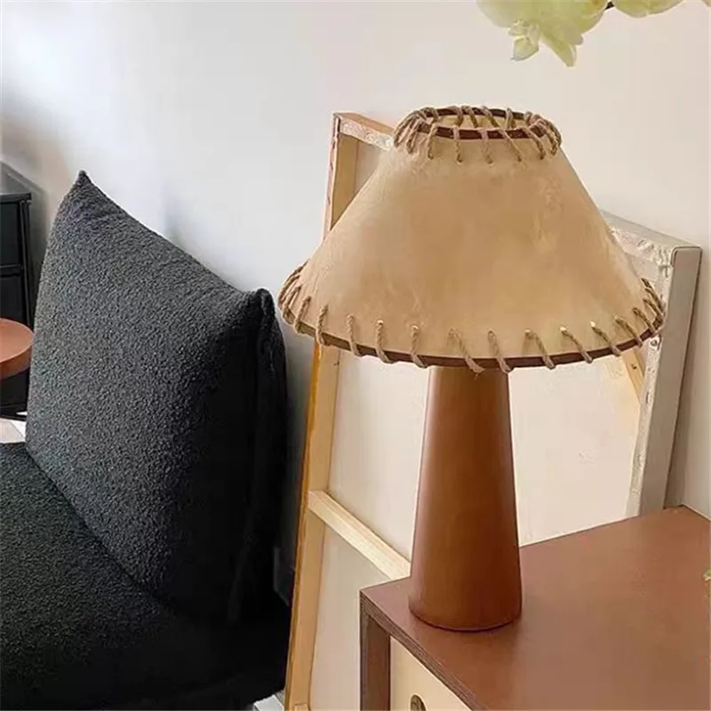 Wabi sabi 원단 책상 램프, 레트로 원목 램프, 실내 장식 분위기, 침실 침대 옆 램프, 거실, 티 룸, 공부 램프