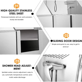 50 Inches Professional Stainless Steel Pet Dog Grooming Bath Tub Station Wash Shower Sink with Faucet Walk in Ramp Accessories 4