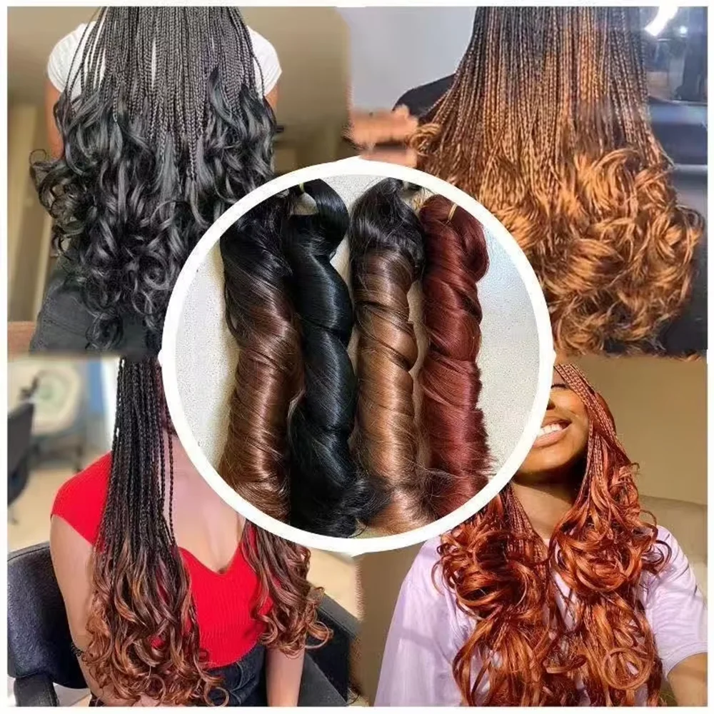 Soft Spiral Curly Crochet Braid Hair Synthetic Extensions French Curl Loose Wave Braid Color Brown Black Blonde 22 Inch 150g 5