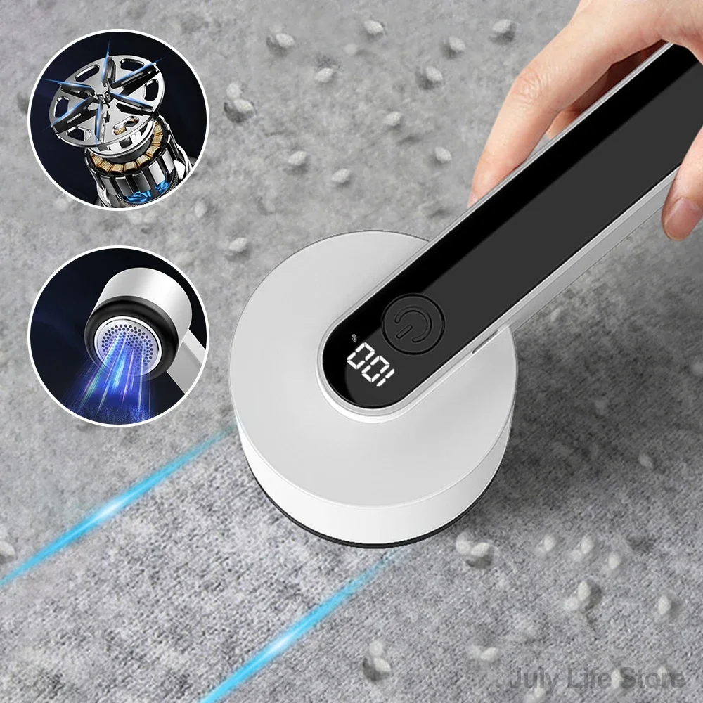 Electric Lint Remover Rechargeable LED Display Fabric Shaver Sweater Defuzzer 6 Leaf Blades Hair Ball Trimmer for Clothes 6