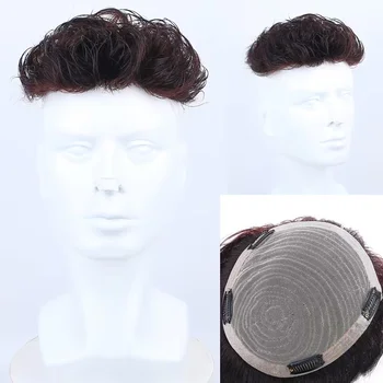 Parrucchino Corto Testurizzato per Uomo, Aspetto Naturale, Capelli Umani, Sostituzione per Copertura Capelli Grigi