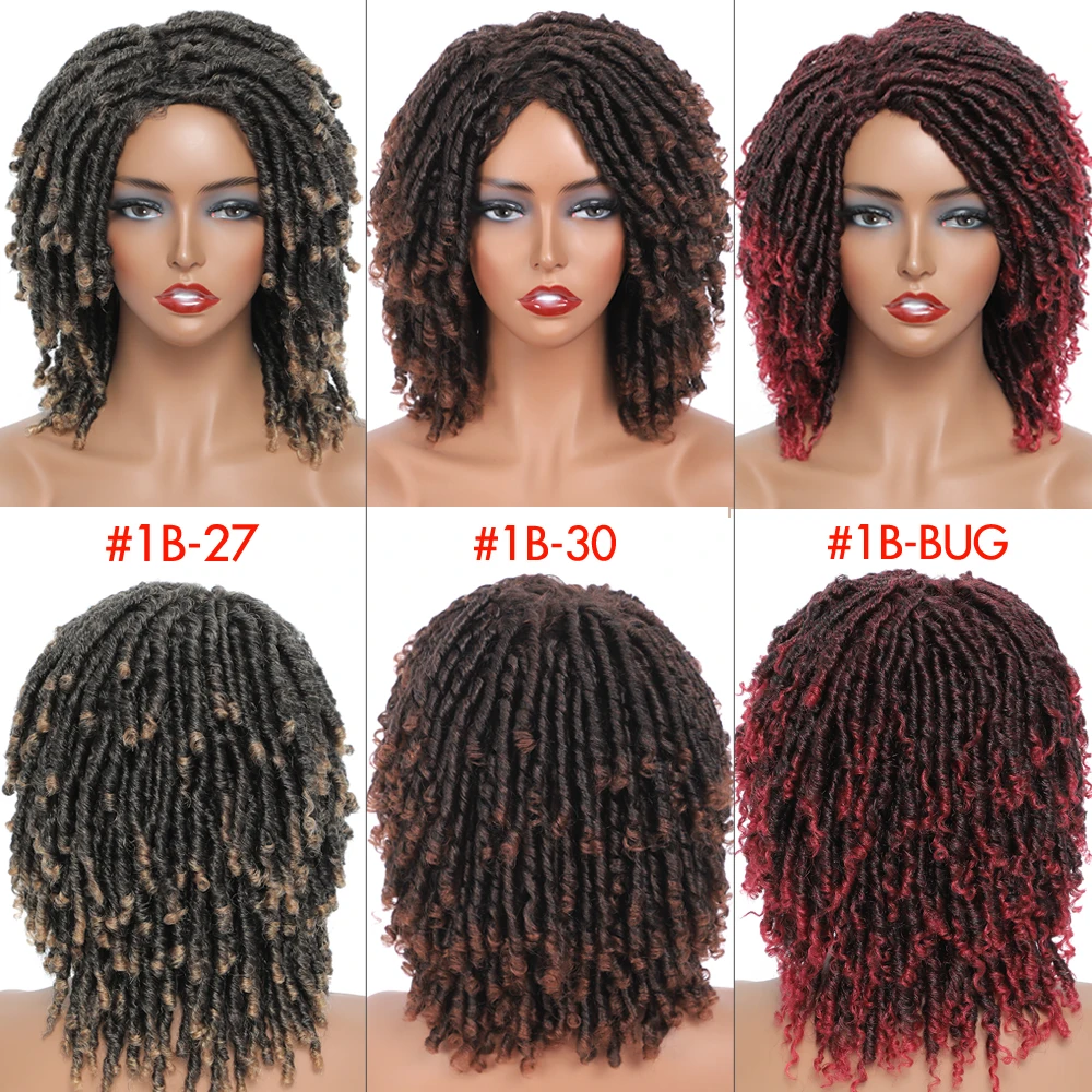 Short Faux Locks Wig for Black Women 6inch Soft Locs Crochet Wigs 1B 27 30 BUG# Faux Locs Braided Wigs perruque tresse africaine