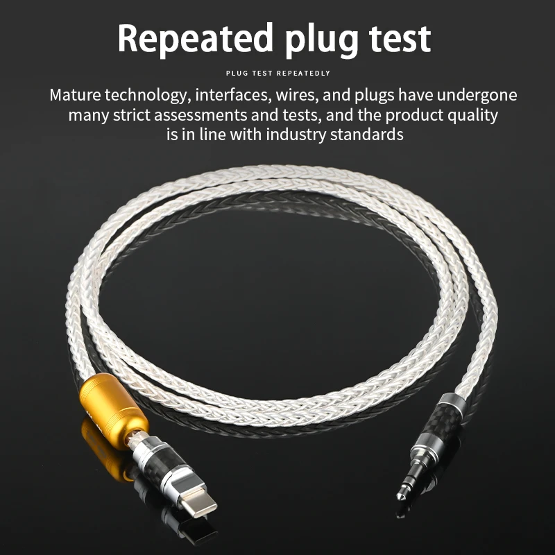 

Новый посеребренный медный кабель Type-C до 3,5 мм для Hi-Fi аудио AUX автомобильных наушников