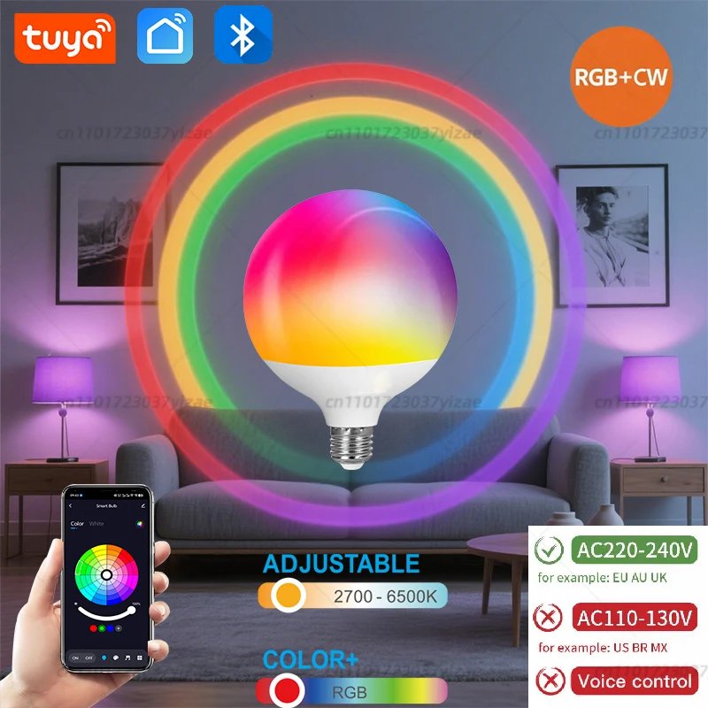 E27 B22 투야 블루투스 스마트 드래곤볼 전구 LED 램프 220V RGBCW 스마트 라이프 앱 조명 색상 변경 음악 동기화 그룹 제어