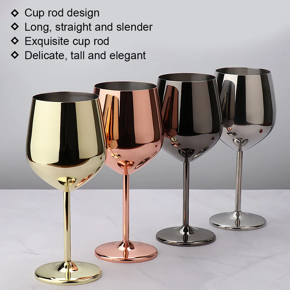 Glass Cup Stainless Steel Wine Glass Single-layer Drinkware Goblet Kitchen Tool Goblets Barware Bar Cooking Copper Plating