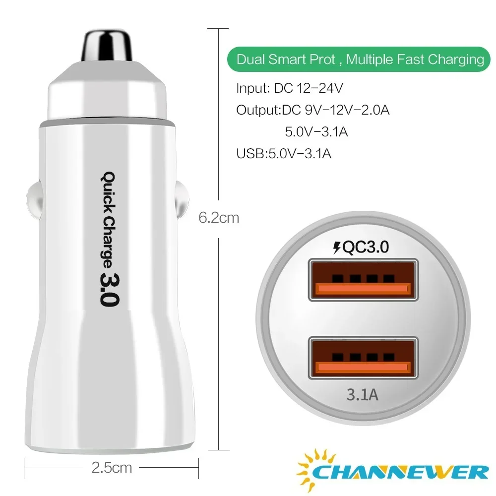 High-Speed Dual USB Vehicle Charger with Smart IC 3.1A Technology