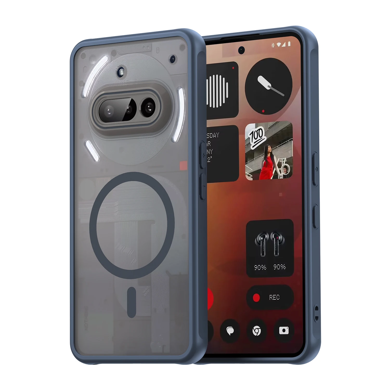 Shockproof Armor Matte Case with Magsafe Wireless Charging and Translucent Camera Protector