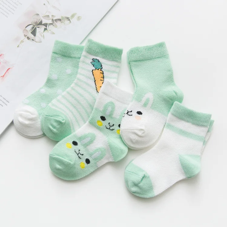 5pcs Baby Radish Socks Summer Combed Cotton Cartoon Accessories Baby Socks Cute Radish Newborn Socks 1-3 Year