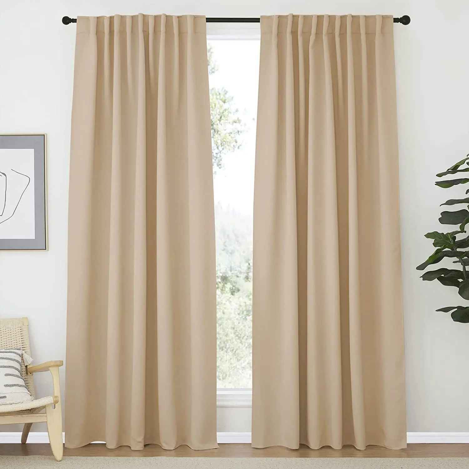 Beige Blackout Curtains for the Bedroom Modern Living room Curtains Thermal Insulation Black Window Treatments Home Decor