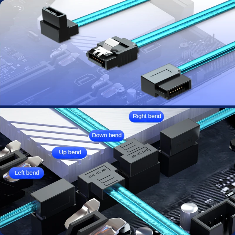 Dual Channel Hard Drive Cabo de Dados Cotovelo Sata 3.0 Iii Esquerda Direita up Down Gbps Sas Cord - Imagem 5