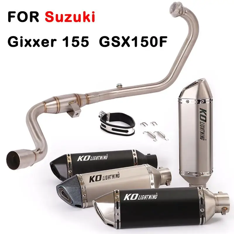 51MM Full Exhaust System for Suzuki Gixxer 155 GSX150F Motorcycle Exhaust Header Mid Link Pipe Slip On Muffler With DB Killer