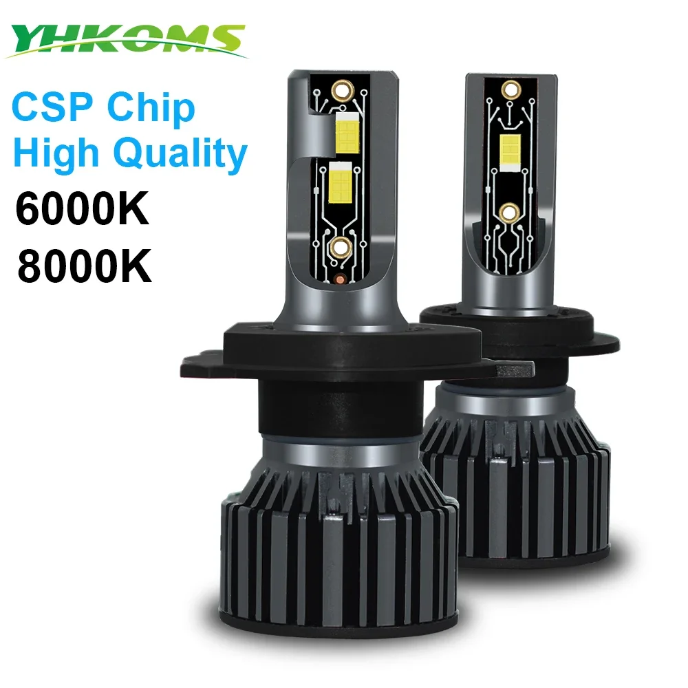 Yhkoms ไฟหน้ารถ LED H7 H4 H1 H11 H9 H8 LED 9006 9012 9004 H3 9007 5202 881 H27 HB4อัตโนมัติหลอดไฟ LED 12V 1