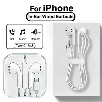 Per Apple Tipo C Auricolari cablati per iPhone 17 16 15 14 13 12 Pro Max Cuffie con microfono in-ear per iOS Auricolari con jack da 3,5 mm
