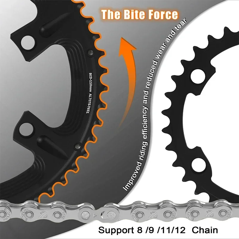 BUCKLOS Bicycle Chainwheel 110BCD Bike Crown Chain Ring Road Bike Double Chainring 50-34T 52-36T 53-39T 4/5 Claws Tooth Plate 5
