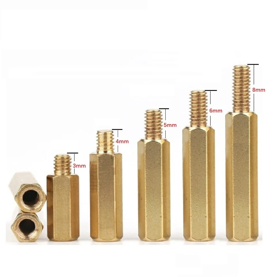 100 Entretoises Laiton Hexagonales M3 - 5mm + 6mm - Femelle-Mâle - Uxcell
