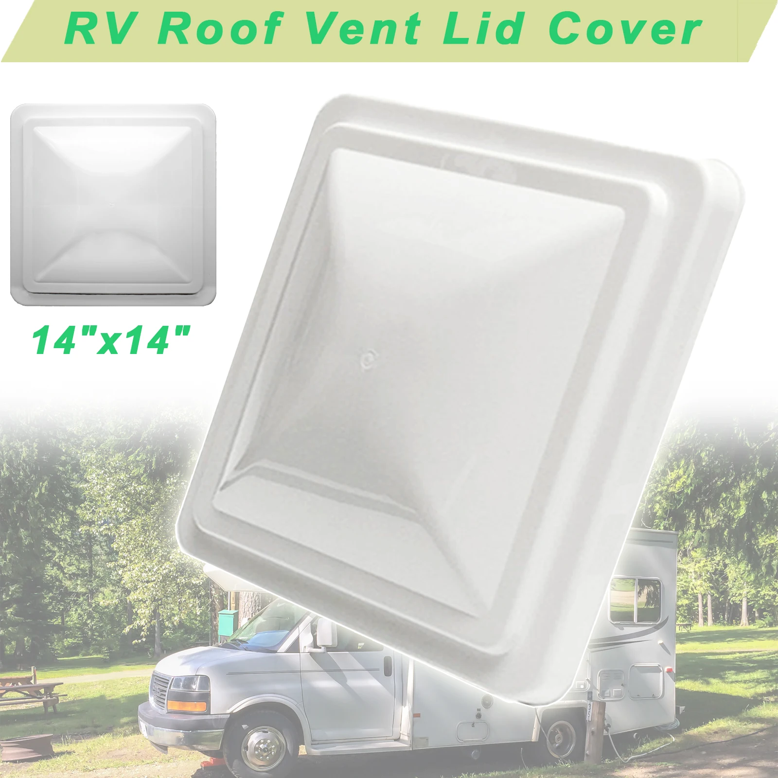 

14"x14" Universal Replacement RV Roof Vent Cover White Vent Lid for Camper Trailer Motorhome White PP Plastic UV-resistant Cover