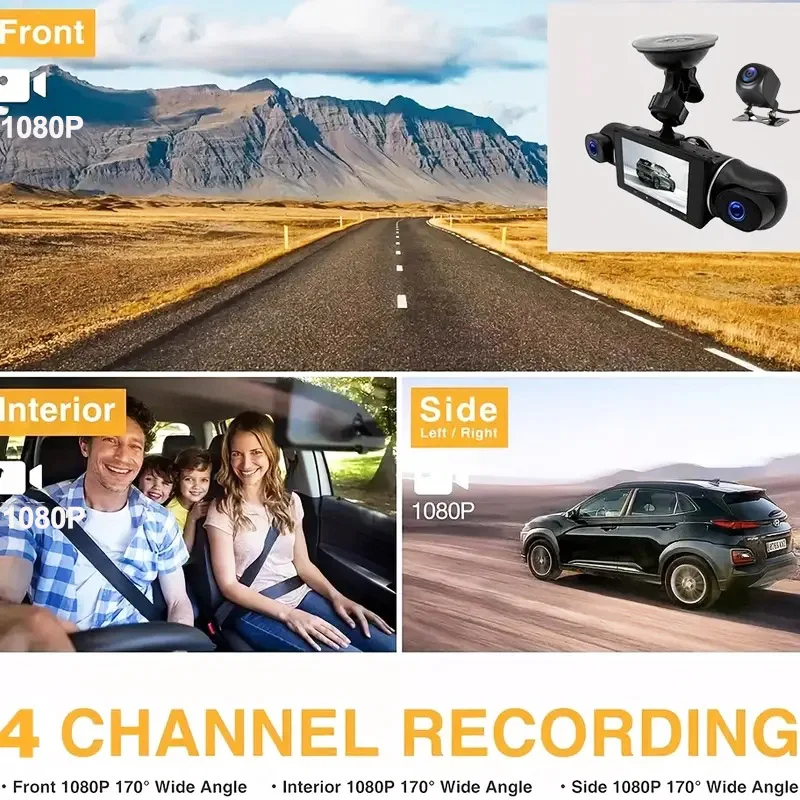4Channel Car Dvr GPS 1080P Video Recorder 360 Degree WiFi APP  dashcam 24h Parking Monitor Rear View Camera camera car recorder