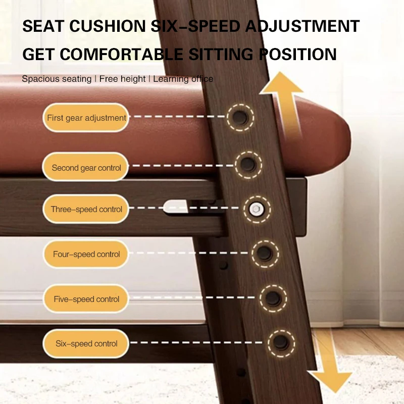 Children\'s Study Chair Can Lift The Solid Wood Chair Home Can Sit Dining Chair Students Special Writing Soft Package Stools