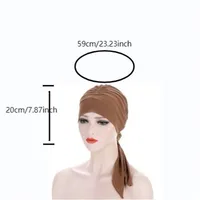 Solid Long Tail Bow Turban Hat Elastic Headwrap Scarf Beanies Hat India African Headband Muslim Hijab Ladies Night Cap 2023 2
