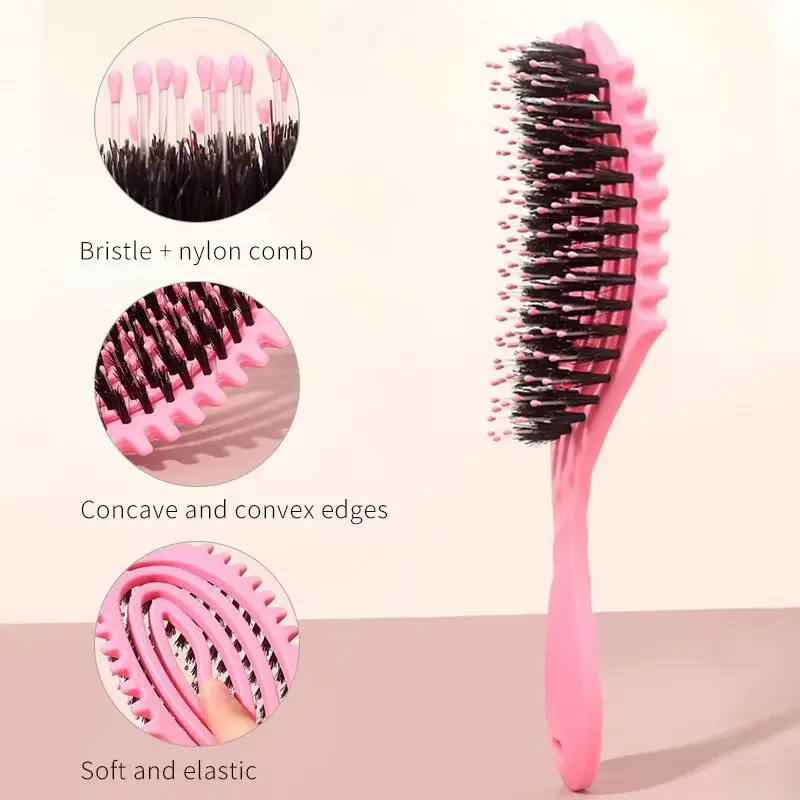 Detangling Curls Hairbrush Tangled Boar Bristle Hair Comb Define Hollow Out Dual Purpose Comb Styling Tools