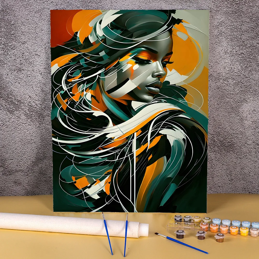 PaintByNumbersAbstractGreasepaintWomanWallArtPictureOil