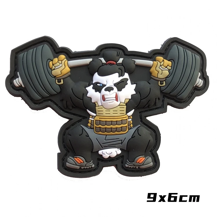 No Pain No Gain Badge Fitness Sports Embroidered Hook&Loop Patches Weightlifting Panda Morale Badge Tactical Backpack Sticker