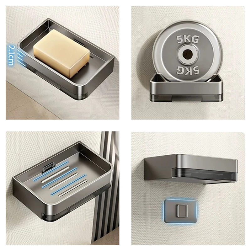 Soap Holder Metal Iron Without Drilling Bathroom Soap Dish Drain Water Wall Dish Organizer Accessories