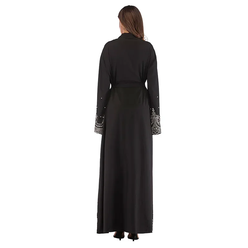 2023 Ramadan Lace With Pearls Abaya Dubai Kaftan Turkish Middle East Islamic Clothing Muslim Fashion For Women Evening Dress