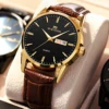 2023 New Men's Business Watch Classic British Style Leather Gold Black Casual Quartz Watch Luxury Glow Men Waterproof Wristwatch 1