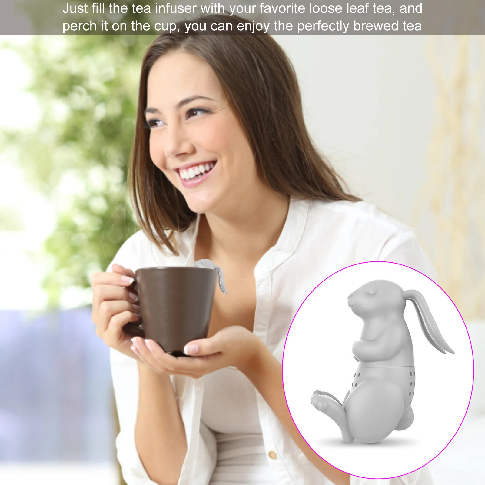 Rabbit Tea Infuser Cute Bunny Silicone Tea Maker Bunny Infuser Filter Strainer Diffuser Filter for Loose Leaf