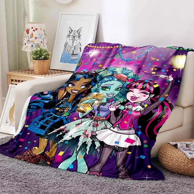 3D Monster High Anime Cartoon Blanket,Soft Throw Blanket for Home Bedroom Bed Sofa Picnic Travel Office Rest Cover Blanket Kids 4