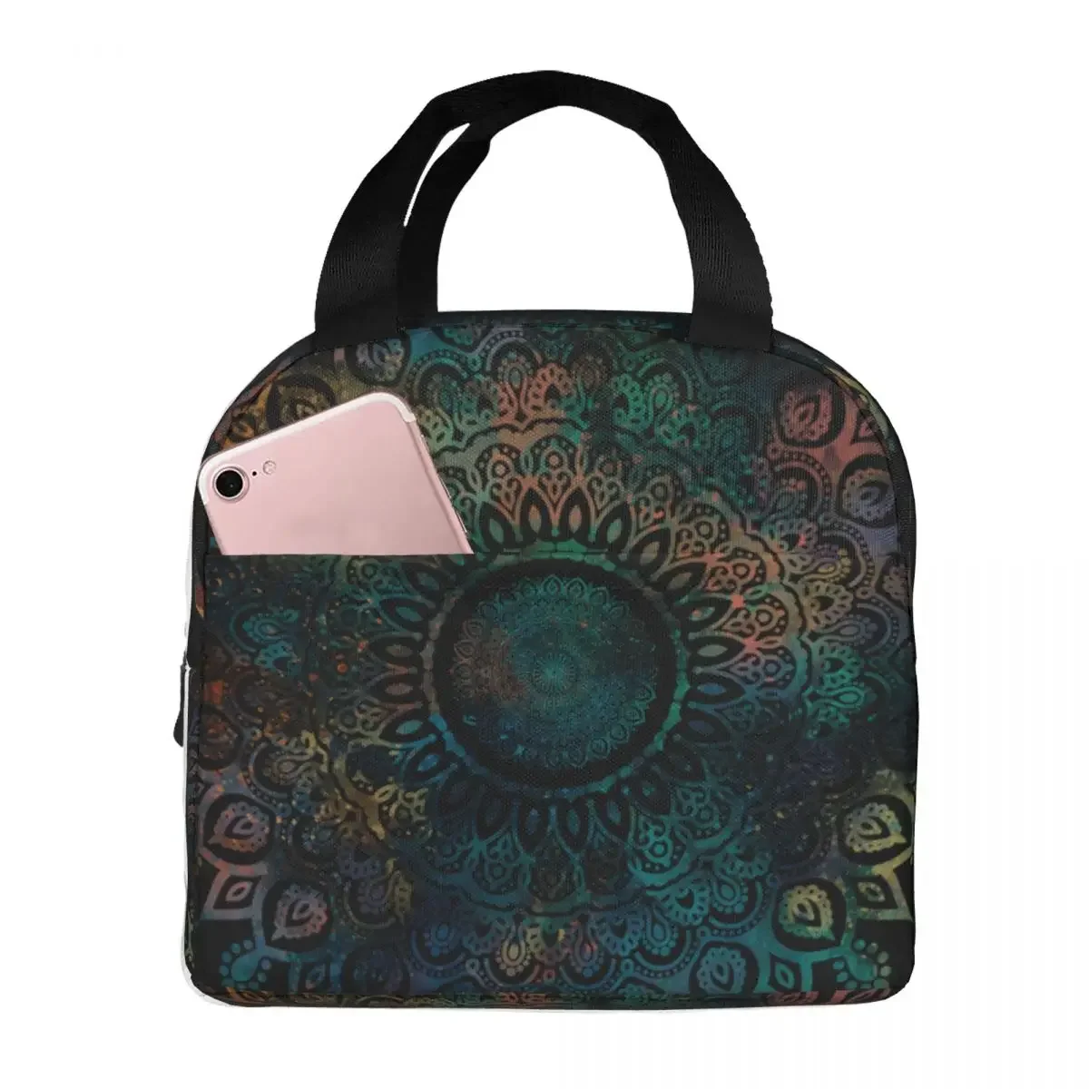 

Lunch Bag for Men Women Mandala Boho Psychedelic Thermal Cooler Portable Picnic Work Bohemian Canvas Lunch Box Food Bag