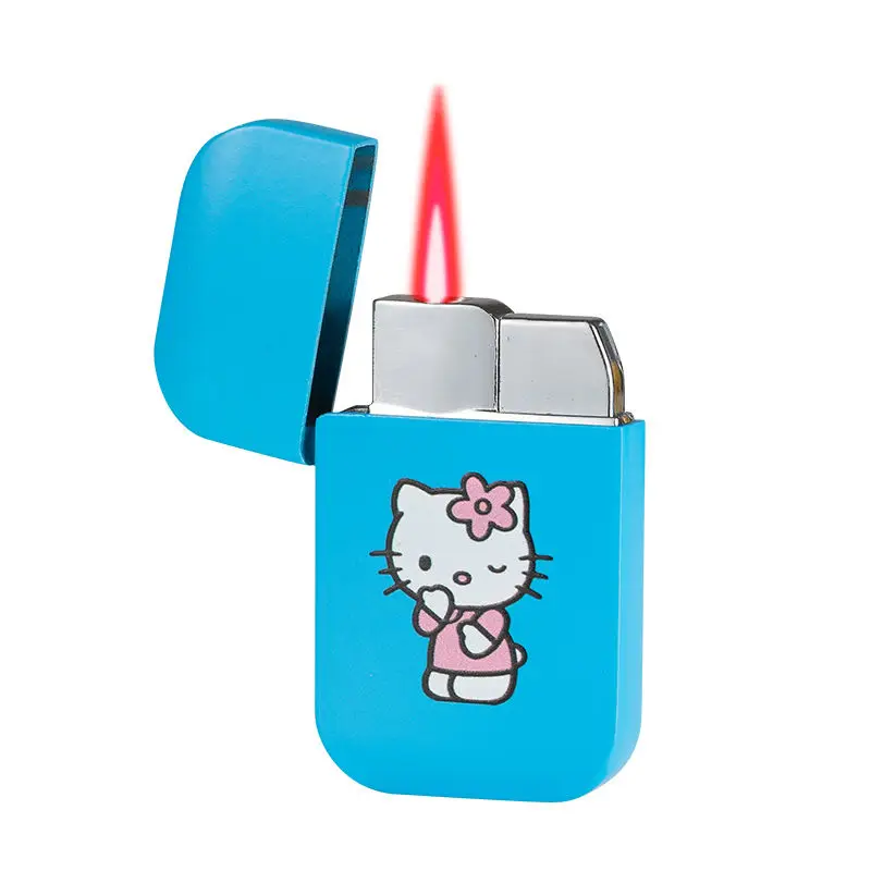 

Hello Kitty Sanrio Kawaii Luminous Gas Pink Flame Cartoon Cute Kulomi Cinnamon Roll Pattern Creative Windproof Lighter Wholesale