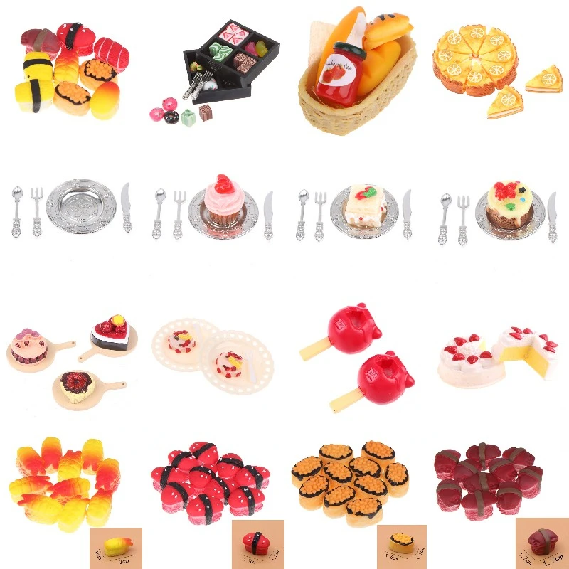 

Lovely Mini Cakes Bread Sushi Dessert 1:12 Dolls Home Kitchen Toys Scene Model Pastry Bauble Dollhouse Kitchen Toy Accessories