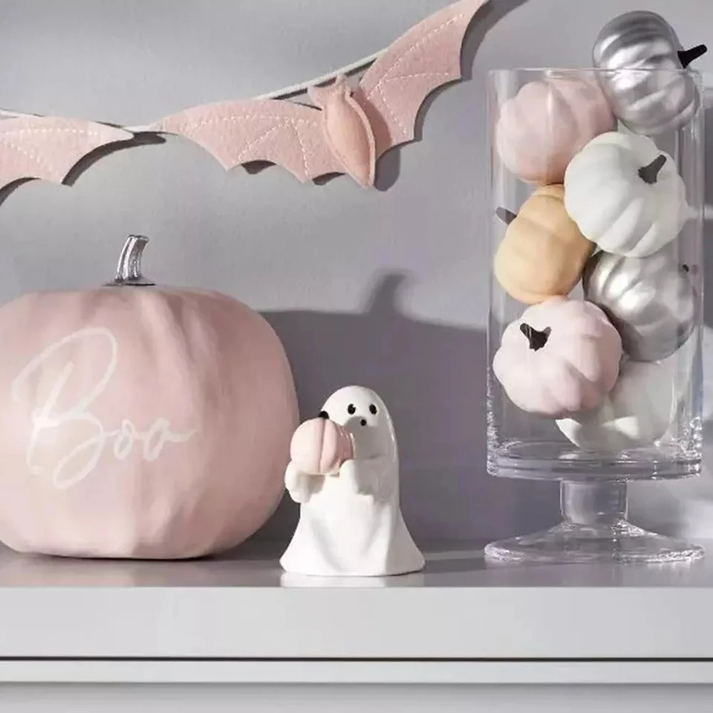 Halloween Geister Figuren Mit Kürbis - Süße Harz Deko Für Tisch & Regal