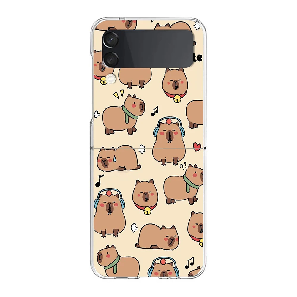 Cartoon Capybara Harte PC-Handyhülle für Samsung Galaxy Z Flip 5 4 3, transparente Abdeckung für Galaxy Z Flip 6, faltbar, stoßfest – Detail 8