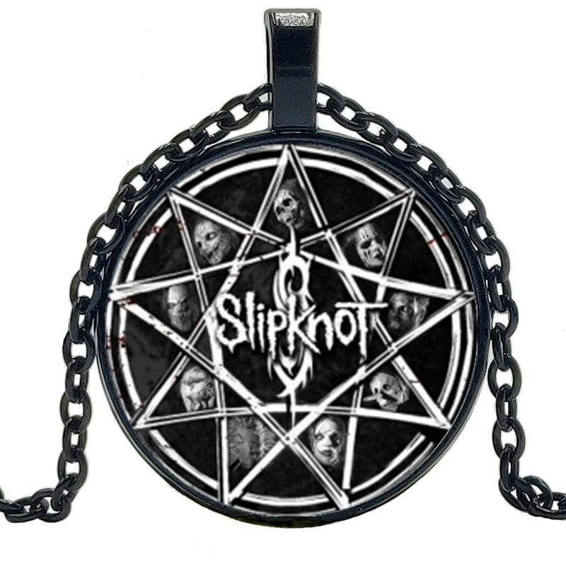 

2022 Rock Band Gothic Necklace Badge Steampunk Glass Cabochon Pendant Men Ladies Fan Hip Hop Fashion Jewelry